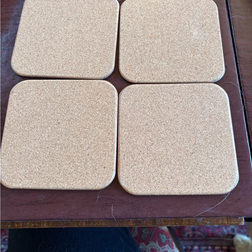 Williams Sonoma NWT Christmas toile cork backed Bird Coasters Set